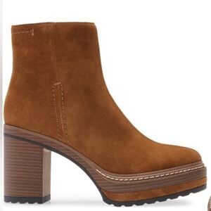 Steve Madden Sloanne Suede Leather Platform Ankle Boots in Cognac | Size 9.5